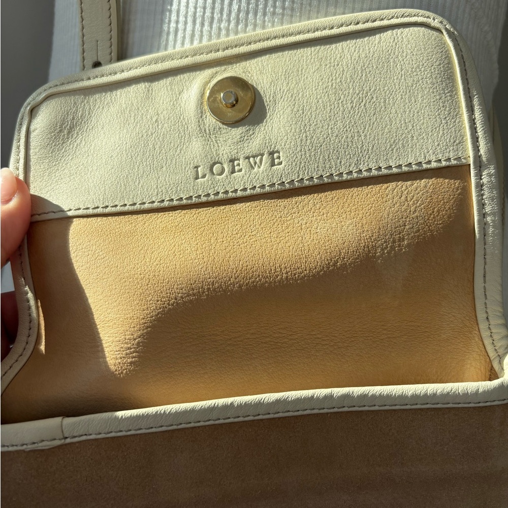 Loewe Suede and Leather Crossbody in tan and cream - Picture 10 of 15